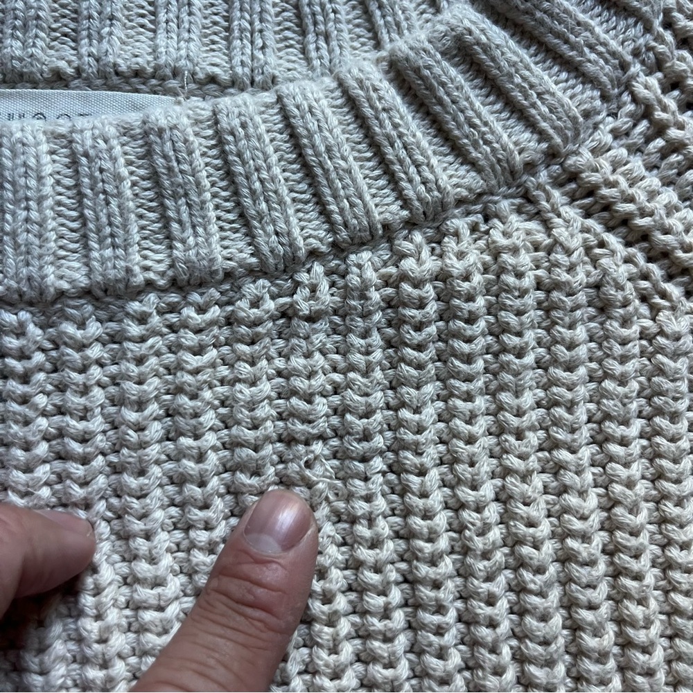 CURATOR SF oversized cream chunky knit crew neck raglan pullover sweater - Picture 3 of 5